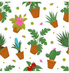 Houseplants Seamless Pattern Potted Plants