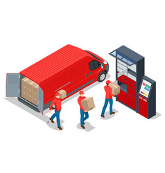 Isometric Parcel Locker Postman And Locker