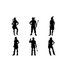 Set Of Silhouettes Native American Indian