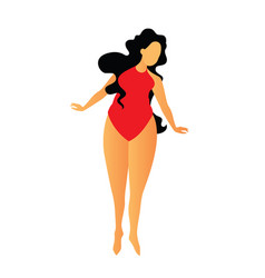 Body Positive Girl In A Red Swimsuit