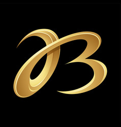 Golden Embossed Curvy Letter B On A Black