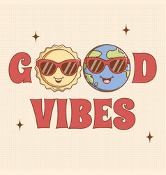 Good Vibes Card In Trendy Groovy Style Funny