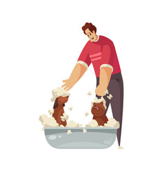 Man Washing Dogs