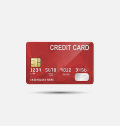 3d Realistic Red Credit Card Isolated