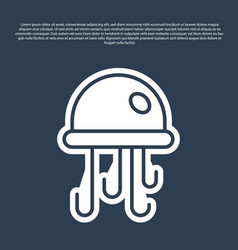 Blue Line Jellyfish Icon Isolated On