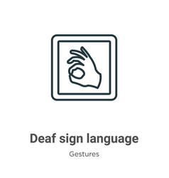 Deaf Sign Language Outline Icon Thin Line Black