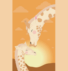 Giraffe Mom With Baby Scene