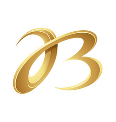 Golden Embossed Curvy Letter B On A White