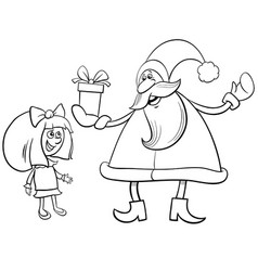 Cartoon Santa Claus Giving Presents To A Girl