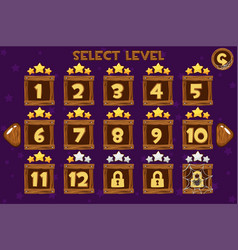 Cartoon Wooden Level Selection Screen Game Ui Set