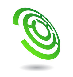 Green Maze Like Abstract Logo Icon In Perspective