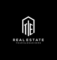 Letter Te Logo For Real Estate With Hexagon Icon