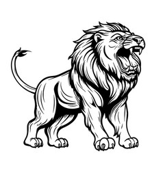 Standing Roaring Lion Hand Drawn