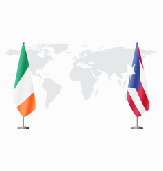 Ireland And Puerto Rico Flags For Official Meeting