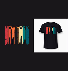 New York City Skyline T-shirt Design Vintage