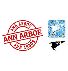 Grunge Ann Arbor Stamp And Hole Weather Mosaic Map