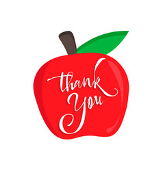 Thank You Teacher Card With An Red Apple Happy