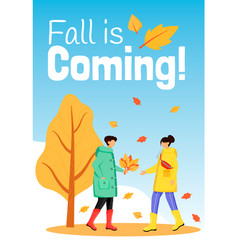 Fall Is Coming Poster Flat Color Template People