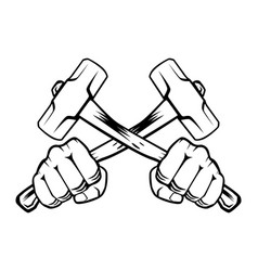 Hand Holding Crossed Hammer