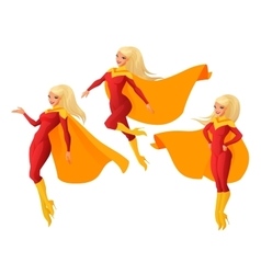 Set Of Women In Red And Yellow Superhero