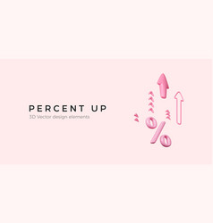 Percent Up Business Banner In Pink Color 3d