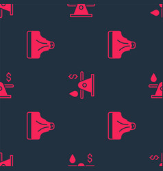 Set Volcano And Oil Money On Seamless Pattern