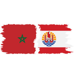 French Polynesia And Morocco Grunge Flags