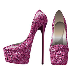 Pink Platform Shoes And High Heels With Sequins