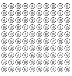 100 Tv Icons Set Outline Style