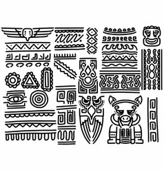 Set Of Ethnic Hand Drawn Tribal Line Border