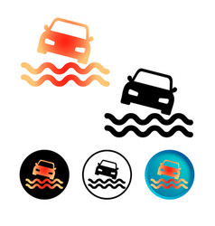 Abstract Car Falling Into Water Icon Set