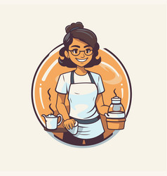 Coffee Shop Logo Female Character In Apron