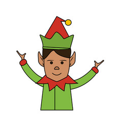 Color Image Cartoon Half Body Christmas Elf