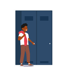 Little Black Boy Standing Near The Locker