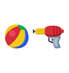 Ball And Water Pistol As Colorful Kids Toy