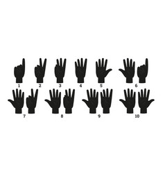 Finger Count Silhouette Of Hands Set