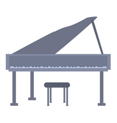 Grand Piano Standing With Open Lid And Stool