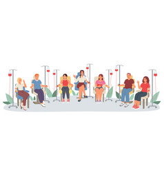 Set Of Group Men And Women Sitting In Ward