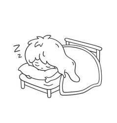 Sleeping Girl Hugging A Pillow Cute Cartoon