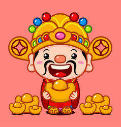 Cute Chinese New Year Fortune God With Gold Money