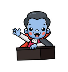 Cute Little Boy Dracula Cartoon Inside Coffin Wavi