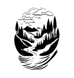 Falling Water River Icon Hand Draw Black Colour