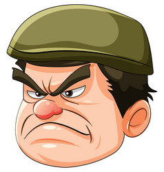 Grumpy Army Officer Head Cartoon