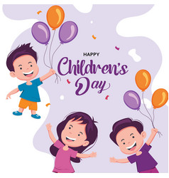 Happy Children Day Group Of Kids Flaying