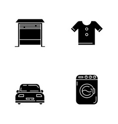 Household Black Glyph Icons Set On White Space