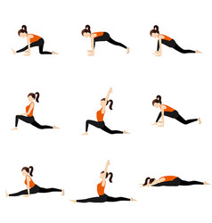 Monkey Pose Sequence Yoga Asanas Set