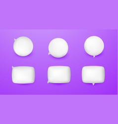 Set Of Cute 3d White Speech Bubble Icon Isolated