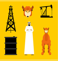 Arabian Set Arab And Oil Pump Petrol Barrel