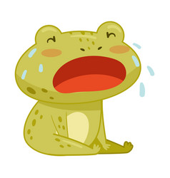 Cute Sad Frog Sitting And Crying Green Funny