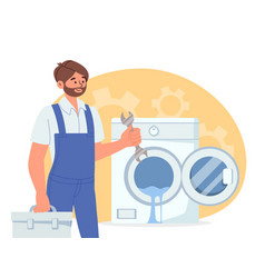 Man Repairs Washing Machine Concept